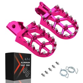 JFG RACING Dirt Bike Foot Pegs with Springs,7075 Aluminum CNC Footpegs Pedals Rests for Surron Light Bee X and S/E Ride Pro SS/CRF150F CRF230F 03-19/X160/X260-Pink
