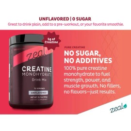 Zeal Creatine Monohydrate Micronizado Sin Sabor 5000 Mg                                                                                               