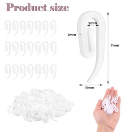 Pack of 100 Plastic Curtain Rollers, Curtain Hooks, Curtain Hooks for Rails, Curtain Gliders, Universal Clip Over Hooks for Shower Curtains, Window Curtains, Door Curtains