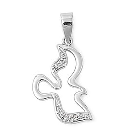 CloseoutWarehouse Cubic Zirconia Holy Spirit Dove Pendant Sterling Silver