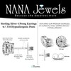 NANA Jewels Round CZ Stud Earrings SS316 Surgical Steel &