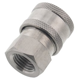 Erie Tools Pressure Washer 1/4in. Female NPT to Quick Connect Socket Stainless Steel Coupler High Temp 5000 PSI 10.5 GPM