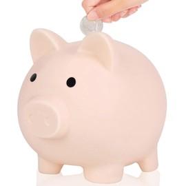 Coco Berming 13 x 10 x 11.5 cm Piggy Bank, Pig Money Coin Bank, Shatterproof Piggy Bank, Suitable for Living Room Decoration, Gift for Birthdays and Holidays (Beige)