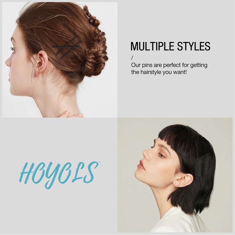 HOYOLS Black Bobby Pins, Secure Hold Hair Pins 100 Pcs,
