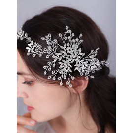 JWICOS Bride Wedding Rhinestone Hair Vine Bridal Hair Piece Bridal Headband Wedding Hair Accessories for Women and Girls (rose gold)