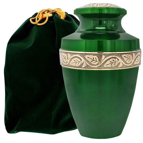 Trupoint Memorials Cremation Urns for Human Ashes - Decorative Urns, Urns for Human Ashes Female & Male, Urns for Ashes Adult Female, Funeral Urns - Green, Large