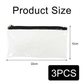 Kryzulax 3Pcs Clear Pencil Case for Exams,Transparent Pen Case,Waterproof PVC Pencil Pouch,Versatile Storage Bag for Stationery,Toiletries,Makeup,Travel & Office Supplies