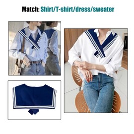 HoosaiyWoo Sailor Collar Scarf for Women Fake Collar Necklaces Sailors Costume Top Shawl wraps Match Sweater Shirt Dress,R Navy M