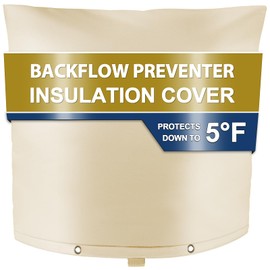 Backflow Preventer Insulation Cover (5°F) - Backflow Insulation Cover - Backflow Valve Cover Insulated - Sprinkler Valve Cover - Insulated Well Pump Cover for Outside, 30" W x 24" H, Beige