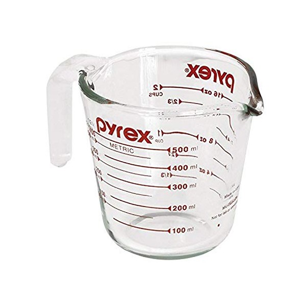 Pyrex Prepware 2-Cup Measuring Cup, Red Graphics, Clear