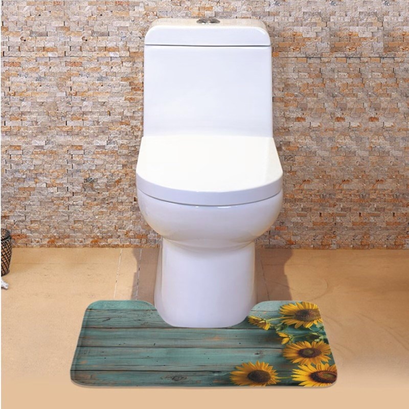 KUIFORTI Sunflower Bathroom Rug Set 3 Piece Bathroom Mat Non