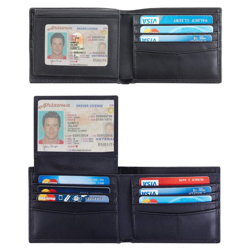 Travelambo Black Wallet for Men, Premium Classic Leather RFID Blocking