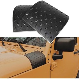 Hooke Road Black Hood Cowl Body Armor Outer Cowl Cover Corner Guards for 2007-2018 Jeep Wrangler JK & JKU Accessories - Pair