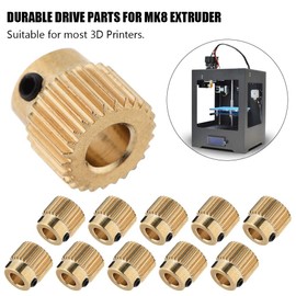 3D Printer Parts 10PCS Brass Extruder Wheel 26/40 Teeth Drive Gear for CR-10.CR-10S,S4,S5,Ender 3,Ender 3 Pro, MK7 MK8 Extruder(26 Teeth)
