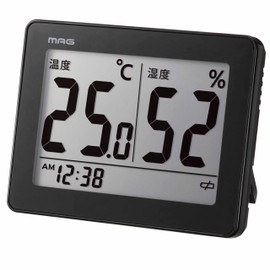 MAG TH-109BK-Z Thermometer/Hygrometer, Digital, Black, Sky with Clock