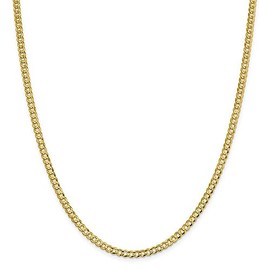 Necklace Real 18Kt Yellow Gold Filled Solid 2mm Curb Cuban Chain 45 cm : 18 inch