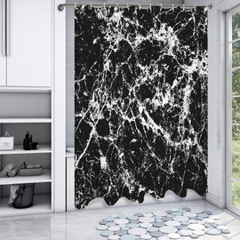 DuriLolly Black White Shower Curtain 71x71 inch Abstract Marble Shower Curtain for Bathroom Modern Aesthetic Ink Graffiti Art Bathroom Decor Accessories Waterproof Fabric Curtains