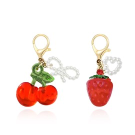 Angyape Cherry Keychain Strawberry Keychain Strawberry Purse Charm Cherry Bag Charm Accessories Bow Pendant Gifts for Women