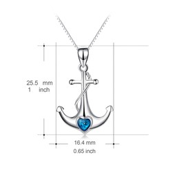 925 Sterling Silver Ship Anchor Necklace Rudder Nautical Pendant for Women Girls, Sterling Silver