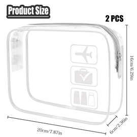 JOOTUEPO 2 PCS Clear Travel Toiletry Bag, Waterproof PVC Hand Cosmetic Bag, Portable Waterproof Cosmetic Bag, Travel Luggage Pouch for Women and Men (White)