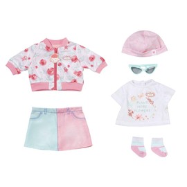 Baby Annabell Deluxe Spring Outfit 43cm - For Dolls - Easy for Small Hands, Creative Play Promotes Empathy & Social Skills, For Toddlers 3 Years & Up - Includes Jacket, Shirt, Skirt & More, Red