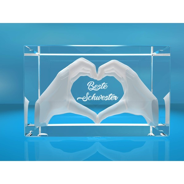 VIP-LASER 3D Glass Crystal with Engraving, Heart Made from Two