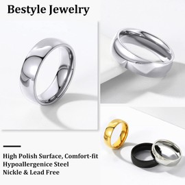 Bestyle Minimailist Simple Dome Band Rings for Mens Boys, Basic Hypoallergenic Stacking Ring for Womens, Comfort Fit Dainty Ring for Everyday Wear, Size 10