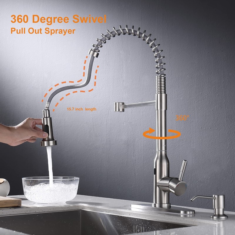 Touchless Kitchen Faucet,KEER Smart Motion Sensor Hands Free Single Handle