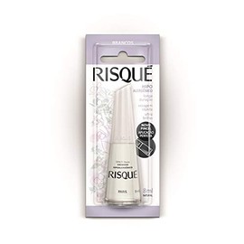 Nail Polish Risque Creamy White | Esmalte de Unhas | Fast Dry, Hypoallergenic, Long-Lasting, Extra Sparkle, Anti Allergic, Made in Brazil | Paris, 0.3 oz, 8ml