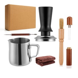 6pcs Espresso Tamper Set, Barista Tools Kit for Coffee Machine, Spring-Loaded 304 Stainless Steel Base 30lbs Coffee Calibrated Tamper kits for Enjoying cafes Home Office hotels(51mm)