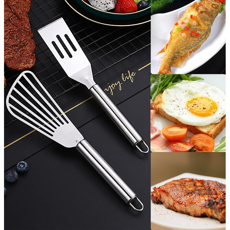 4Pcs Mini Brownies Serving Spatula Set Fish Spatula and Stainless