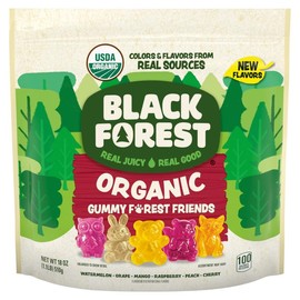 Black Forest Organic Gummy Forest Friends Candy, Made with Real Fruit Juice, Colors and Flavors from Natural Sources, Gluten Free and Fat Free, 18oz Resealable Bag