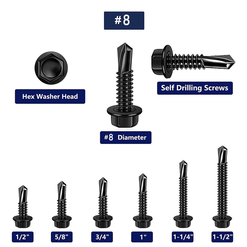 ZAMBASE 100 PCS 410 Stainless Steel #8X5/8 Self Tapping Screws