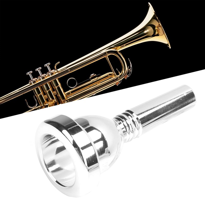 Trombone Mouthpiece, Brass, Portable, Silver-Plated Professional Mouthpiece for Most Tenor