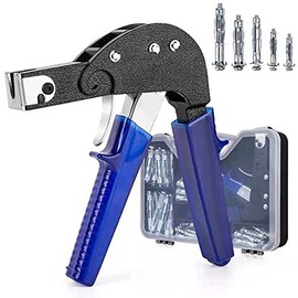 RZX Heavy Duty Gun 76pcs Wall Anchor Metal Setting Tool with Molly Bolt Hollow Drive Wall Anchor Screws Assortment Kit for Cavity Anchor Plasterboard Fixing