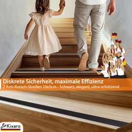 Anti Rutsch Klebeband Treppe 2er 10mx5cm Schwarz Anti Slip Tape Außen und Innen Antirutschband Selbstklebend absperrband Anti-rutsch-aufkleber für Rutschfeste Treppenstufen Bodenmarkierungsband Boden