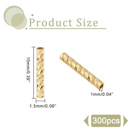 DICOSMETIC 300pcs 10mm Gold Plated Brass Twisted Tube Seed Beads - Long Tube Spacers for Jewelry Making, Hole: 1mm