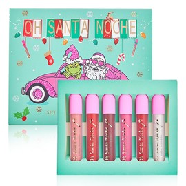 Mate Líquido y Brillos Kit | Set de 6 labiales | Regalos de San Valentín | Lápiz Labial de Color Intenso | Larga Duración + Resistente al Agua | Ideal para Temporada Otoño-Invierno (01NaughtyList)