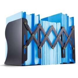 Officemate Adjustable Bookends, Expandable 4"-18", Black.
