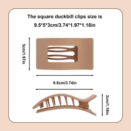 4pcs Square Duckbill Clips, Elegant Matte Lay Flat Claw Clip Non-slip Clip Design Barrettes for Women Daily Parties Dances Formal Meetings or Festival Hair Decoration