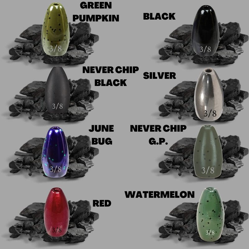Reaction Tackle Tungsten Flipping Weights Sinkers - 2oz Never Chip