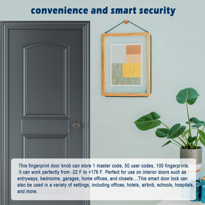 iuknob Fingerprint Door Knob with Keypad and Key,Smart Biometric Digital