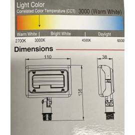 Morris 71553A Gen 3 LED Flood Light WHITE 15W 1592 Lumens 3000K