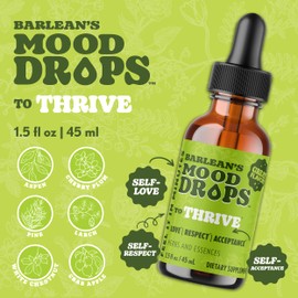 Barlean's Mood Booster Supplement, Thrive Liquid Drops Supplements, Ashawagandha, L Theanine, and Lion's Mane Extract, Adaptogen Herbs Drops, 1.5 oz