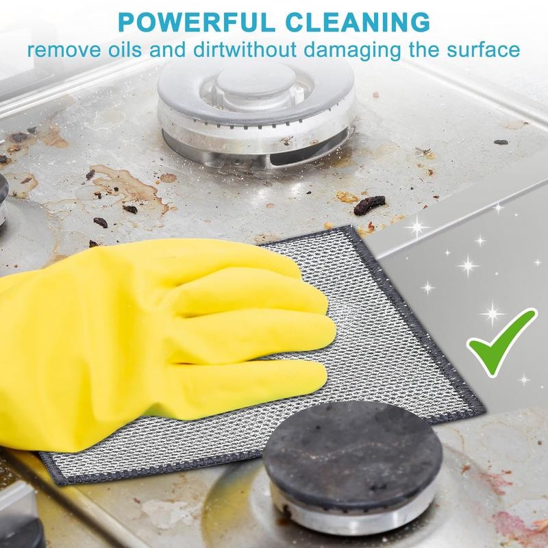 10 Counts Multipurpose Non-Scratch Wire Dishcloths – Double-Layer Reusable Dishwashing