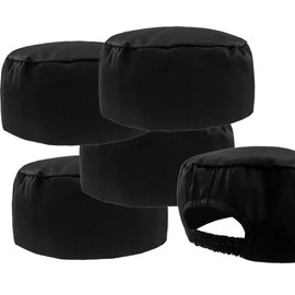 4sold 4PCS Men Women Classic New Top Skull Cap Professional Catering Chefs Hat Adjustable Popular Pleated Chefs Catering Hat Cook Food Prep Kitchen Restaurant Round