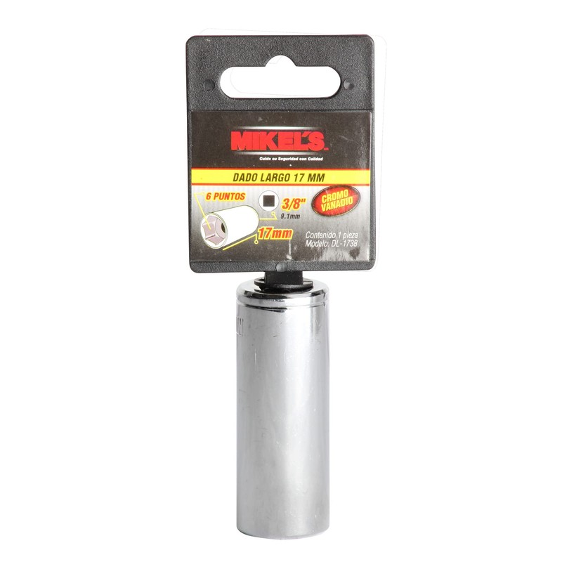 MIKEL'S DL-1738 Dado Largo 17mm 6 Puntos Cuadro 3/8''
