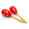 Maracas 1 Pair, Red and White, Spanish Maracas Red Polka