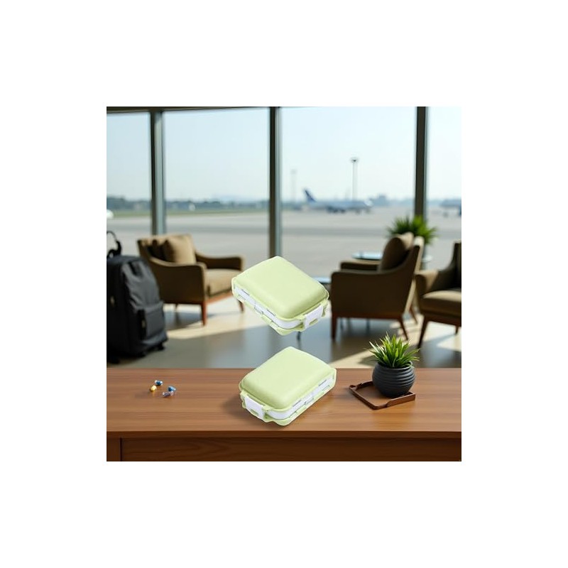 1Pc Green Travel Pill Case Pill Container, Three-Layer 8 Compartments