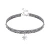 Deelfel Women's Choker Necklace, Octagonal Star Pendant, Crystal, Black, Glitter,